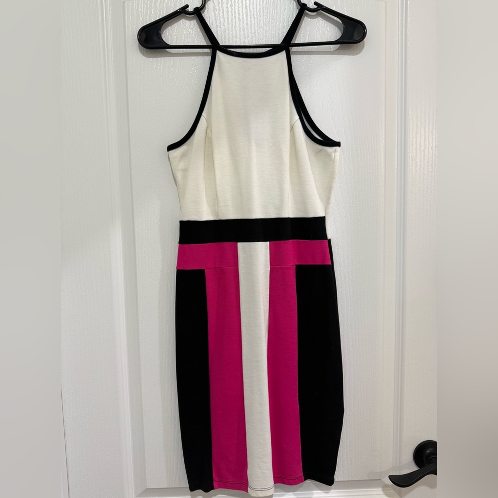Entry Strapless Colorblock Dress - White, Pink, Black